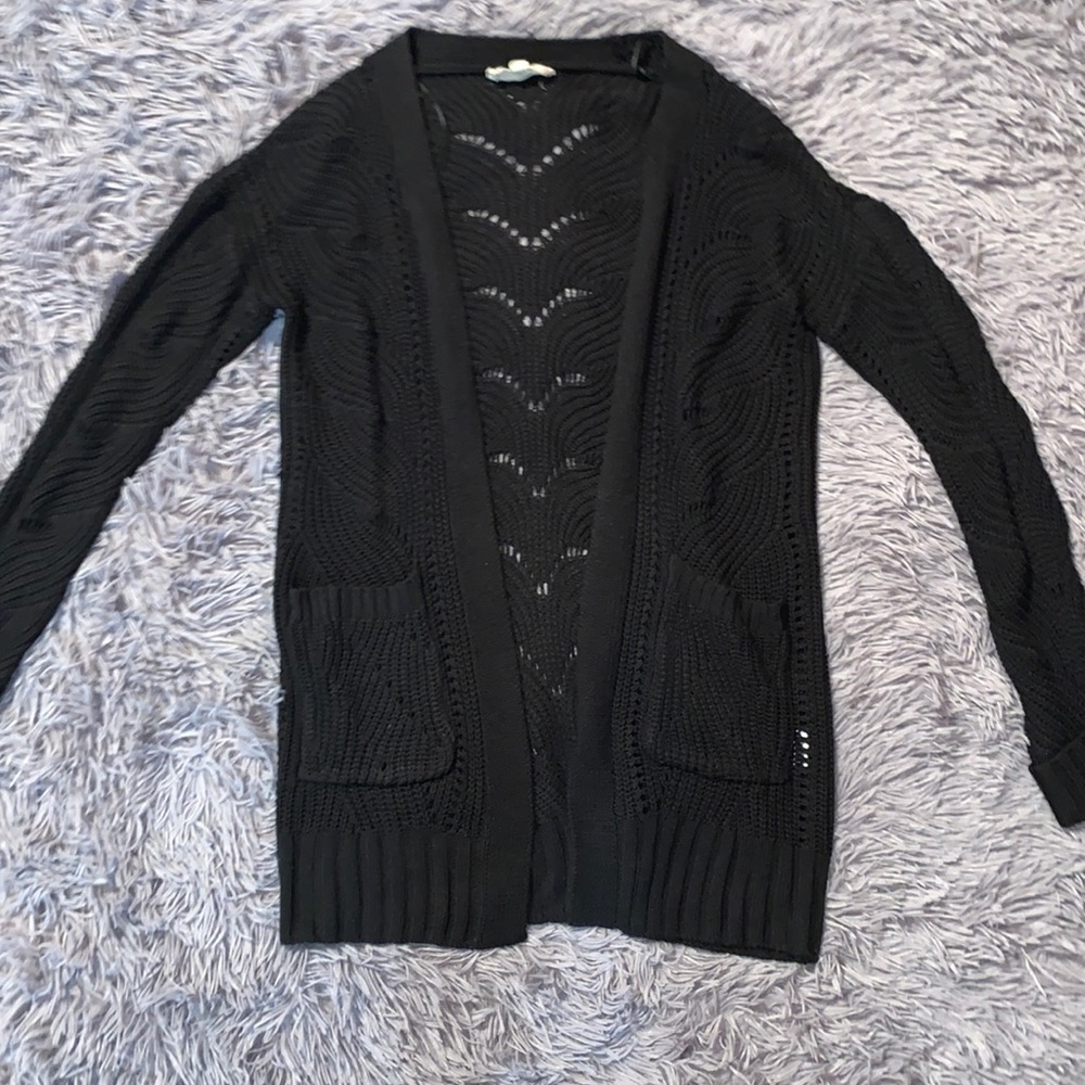 black knit cardigan